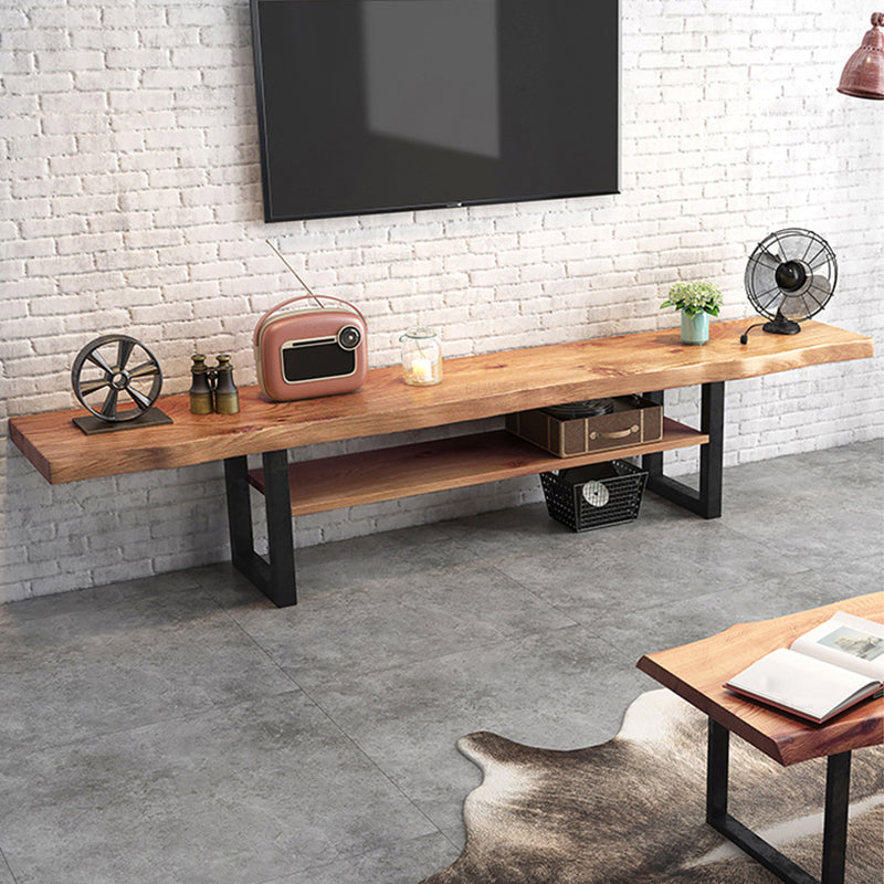 Industrial Wood TV Stand Console Open Storage TV Media Stand for Living Room