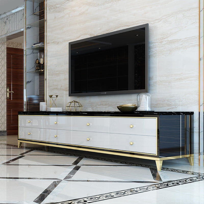 Glam TV Media Console Glass Media Console TV Stand with Drawers