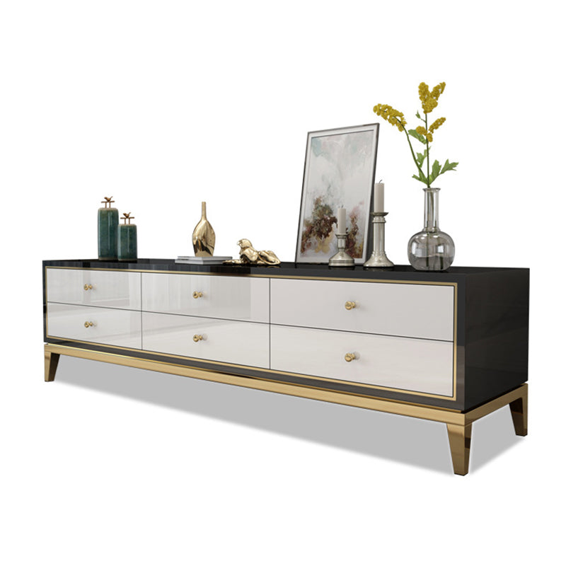 Glam TV Media Console Glass Media Console TV Stand with Drawers