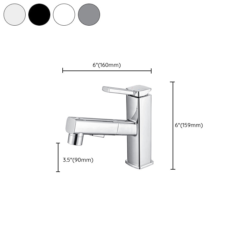 Contemporary Vessel Sink Faucet Copper Single Handle Low Arc Retractable Vessel Faucet