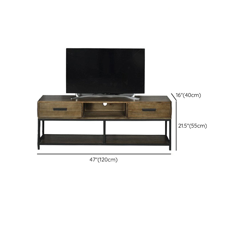 Industrial TV Media Console Solid Wood TV Stand with Drawers