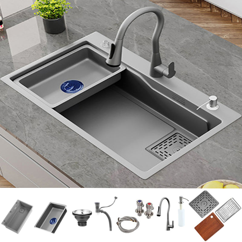 Contemporary Style Kitchen Sink Stainless Steel 3 Holes Kitchen Sink