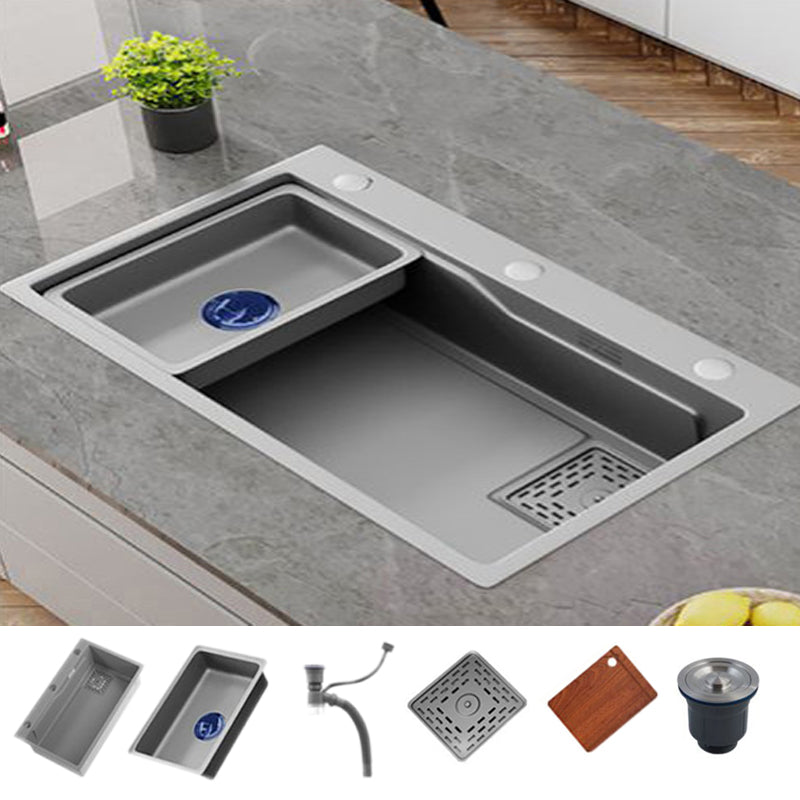 Contemporary Style Kitchen Sink Stainless Steel 3 Holes Kitchen Sink