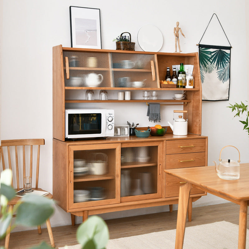 Contemporary Multi-shelf Storage Cabinet Glass Doors Buffet Cabinet for Dining Room