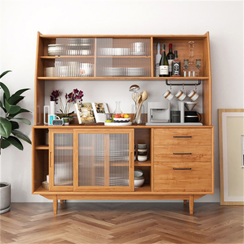 Contemporary Multi-shelf Storage Cabinet Glass Doors Buffet Cabinet for Dining Room