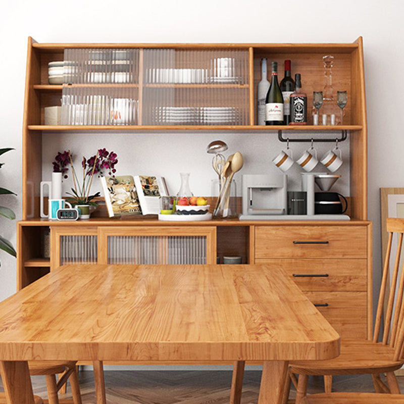 Contemporary Multi-shelf Storage Cabinet Glass Doors Buffet Cabinet for Dining Room