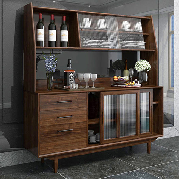 Contemporary Multi-shelf Storage Cabinet Glass Doors Buffet Cabinet for Dining Room