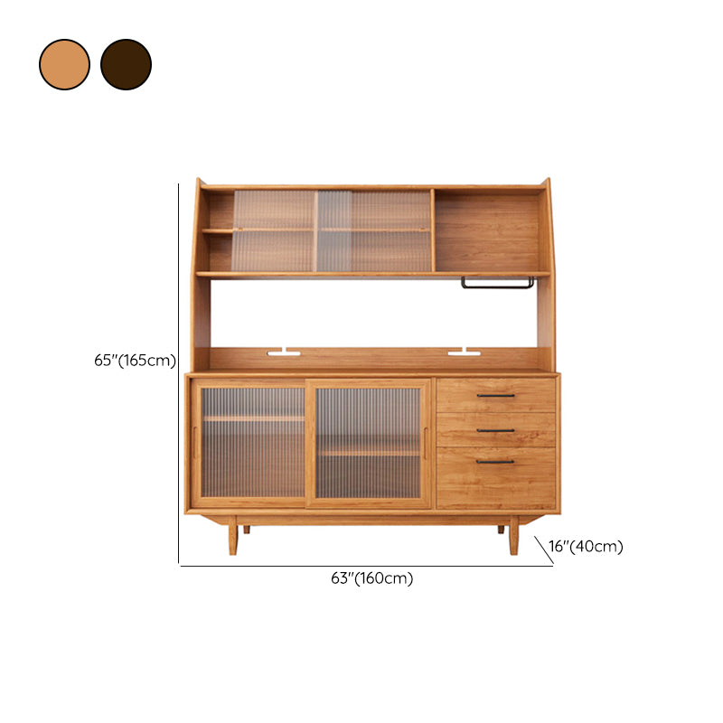 Contemporary Multi-shelf Storage Cabinet Glass Doors Buffet Cabinet for Dining Room