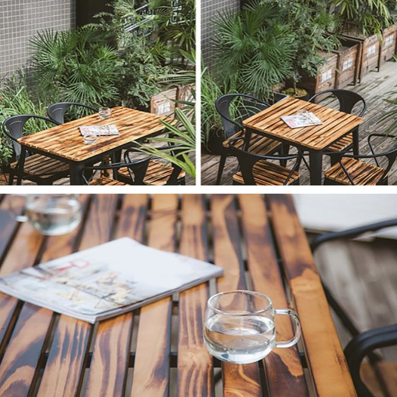 Industrial Style 1/5 Pieces Metal Dining Set Reclaimed Wood Dining Table Set for Outdoor