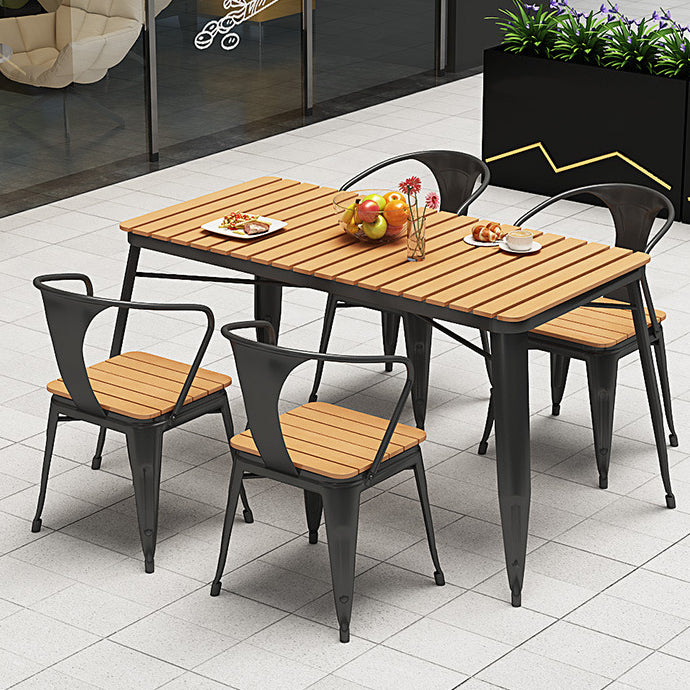 Industrial 1/3/5/7 Pieces Metal Dining Set Reclaimed Wood Dining Table Set for Outdoor