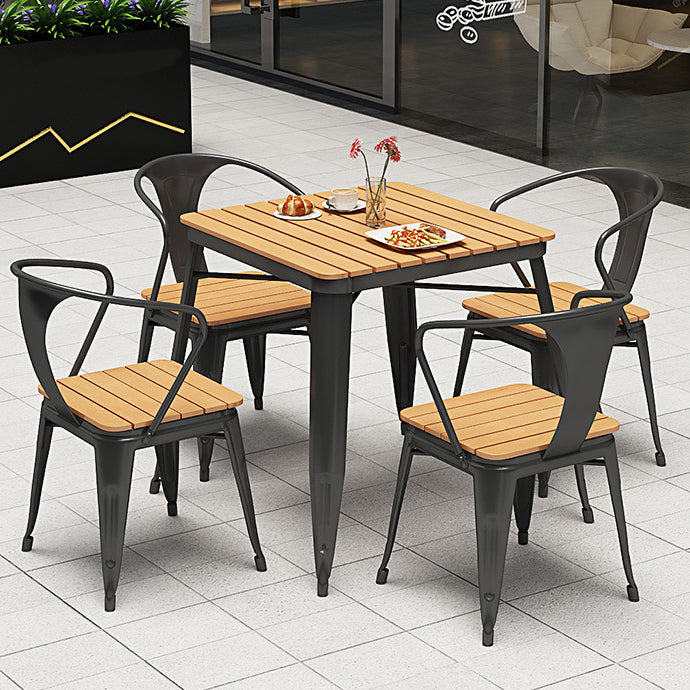 Industrial 1/3/5/7 Pieces Metal Dining Set Reclaimed Wood Dining Table Set for Outdoor