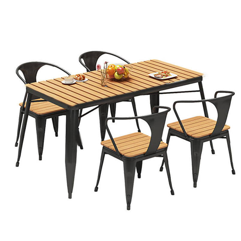 Industrial 1/3/5/7 Pieces Metal Dining Set Reclaimed Wood Dining Table Set for Outdoor