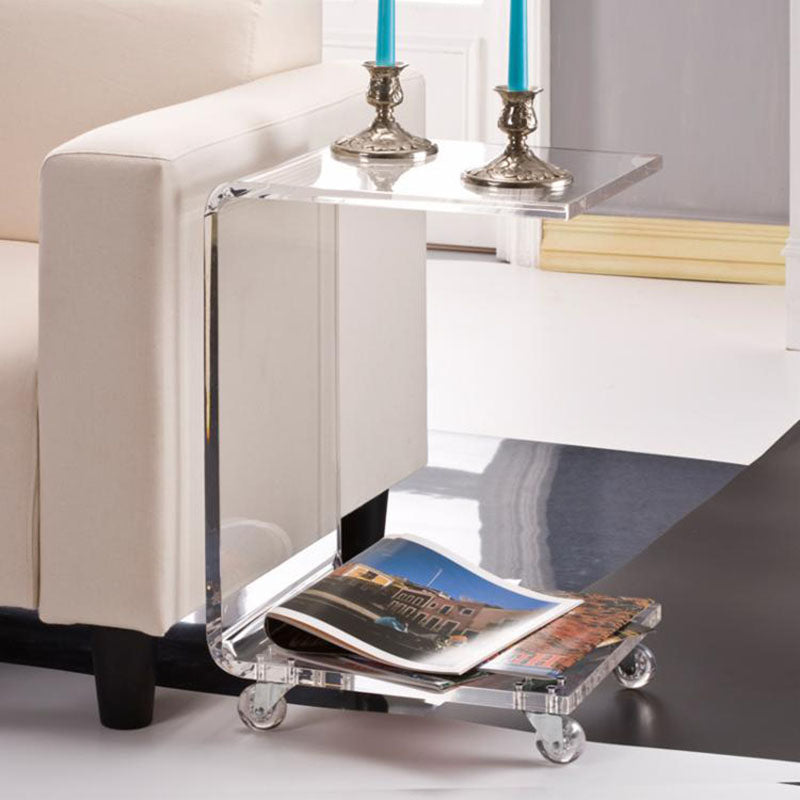 Acrylic Night Table Modern Style Minimalist Bedside Table with Pulleys