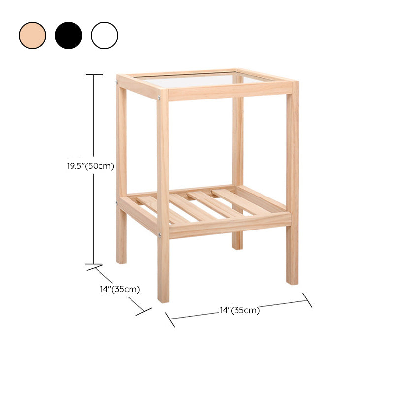 Contemporary Glass Top Nightstand Open Storage Night Table with Legs ,19.7" Tall