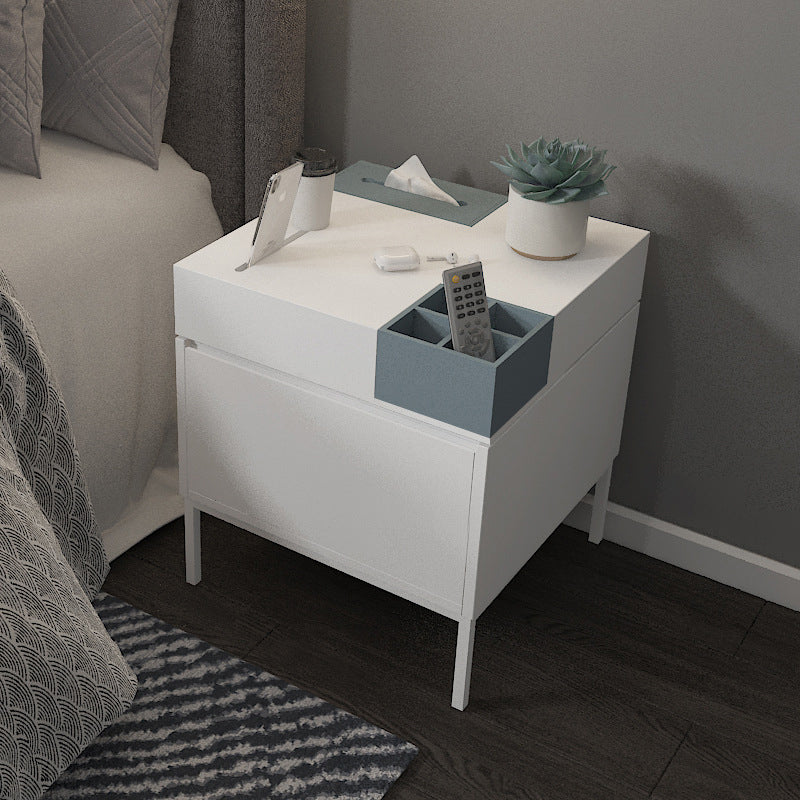 Wooden Bedside Table Modern Style Minimalist Night Table with Door