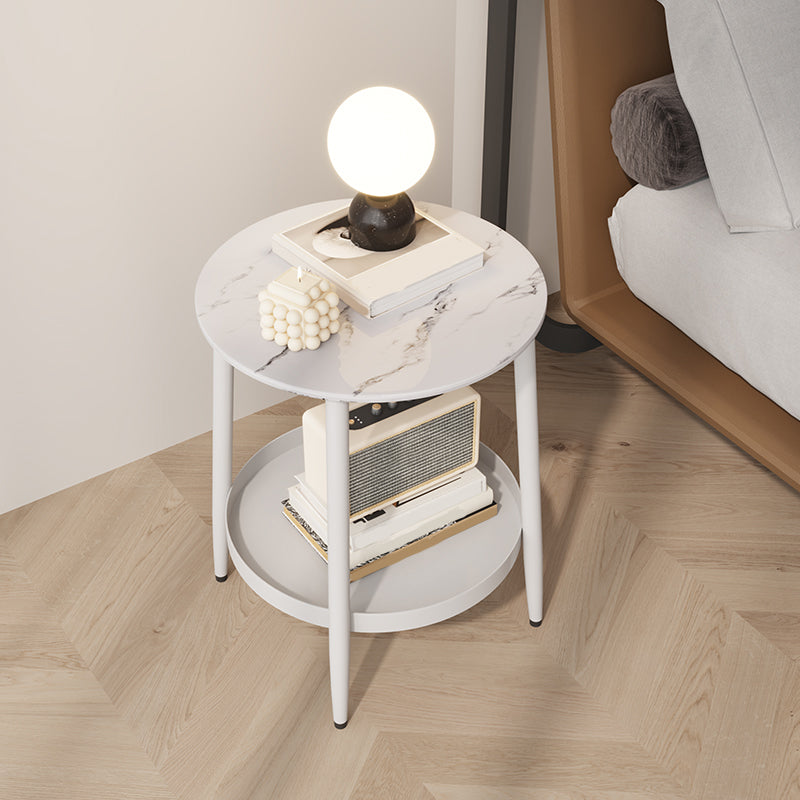 1 Shelf Stone Bedside Cabinet Contemporary Night Table With Legs ,19.7" Tall