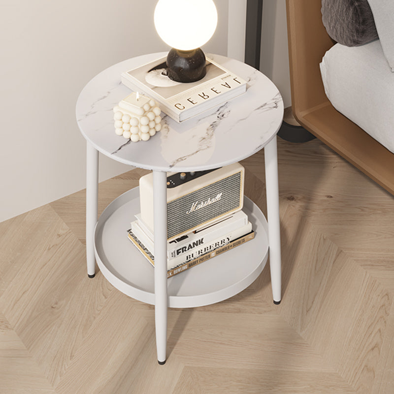 1 Shelf Stone Bedside Cabinet Contemporary Night Table With Legs ,19.7" Tall