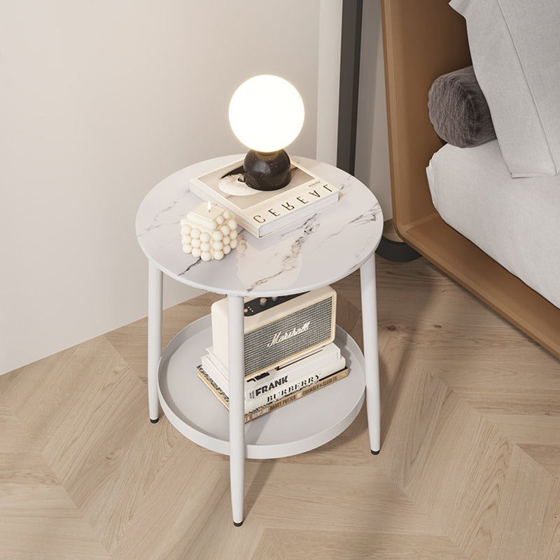 1 Shelf Stone Bedside Cabinet Contemporary Night Table With Legs ,19.7" Tall