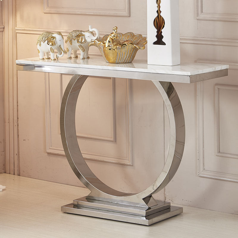 16" W Marble Console Table Glam Stain Resistant Accent Table for Hall