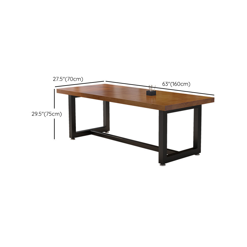 Industrial Office Desk Solid Wood Rectangular Brown Writing Desk