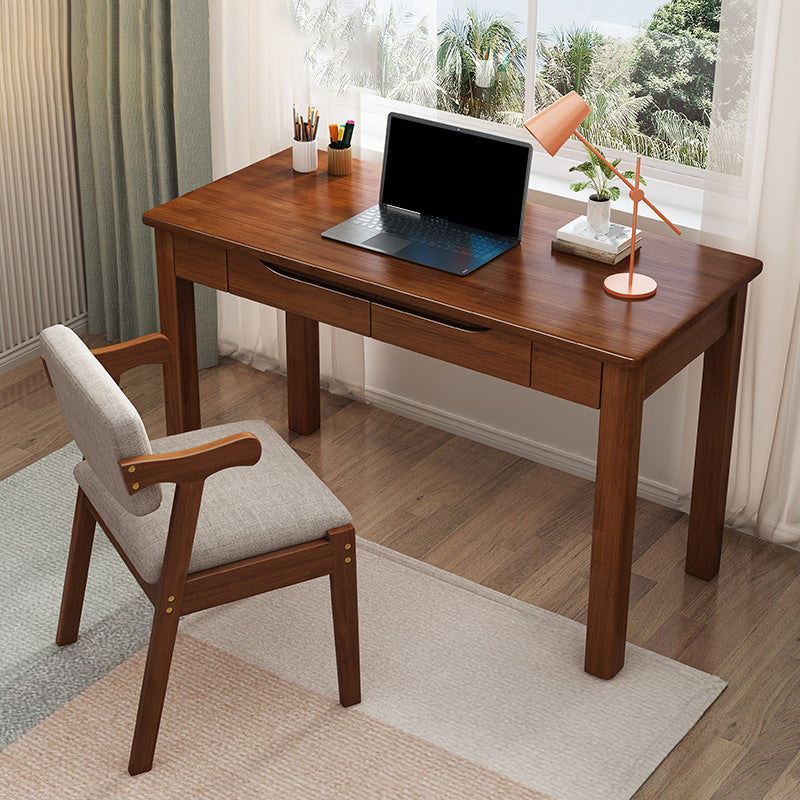 Modern Solid Wood Writing Desk 2-drawer Rectangular Office Desk