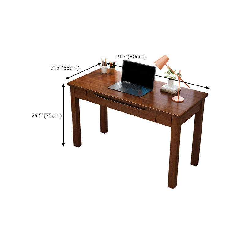 Modern Solid Wood Writing Desk 2-drawer Rectangular Office Desk