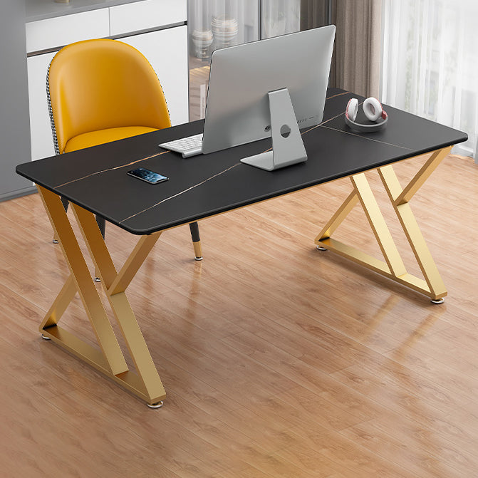 Modern Stone Office Desk 29.53-inch Tall Writing Desk with Iron Legs