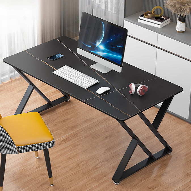 Modern Stone Office Desk 29.53-inch Tall Writing Desk with Iron Legs