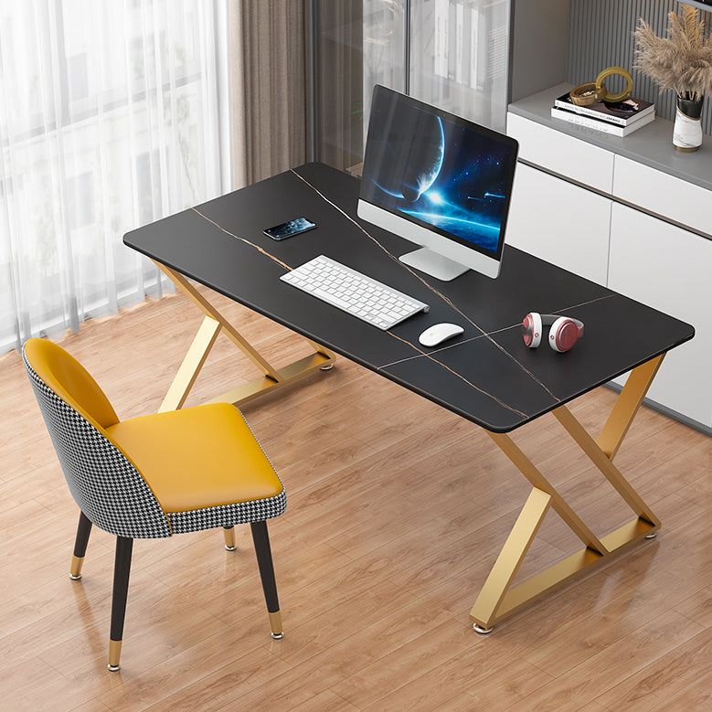 Modern Stone Office Desk 29.53-inch Tall Writing Desk with Iron Legs