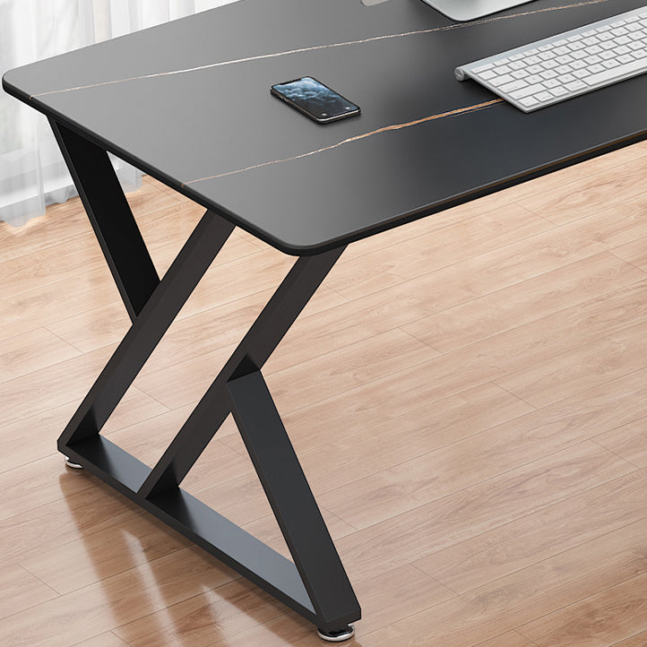 Modern Stone Office Desk 29.53-inch Tall Writing Desk with Iron Legs