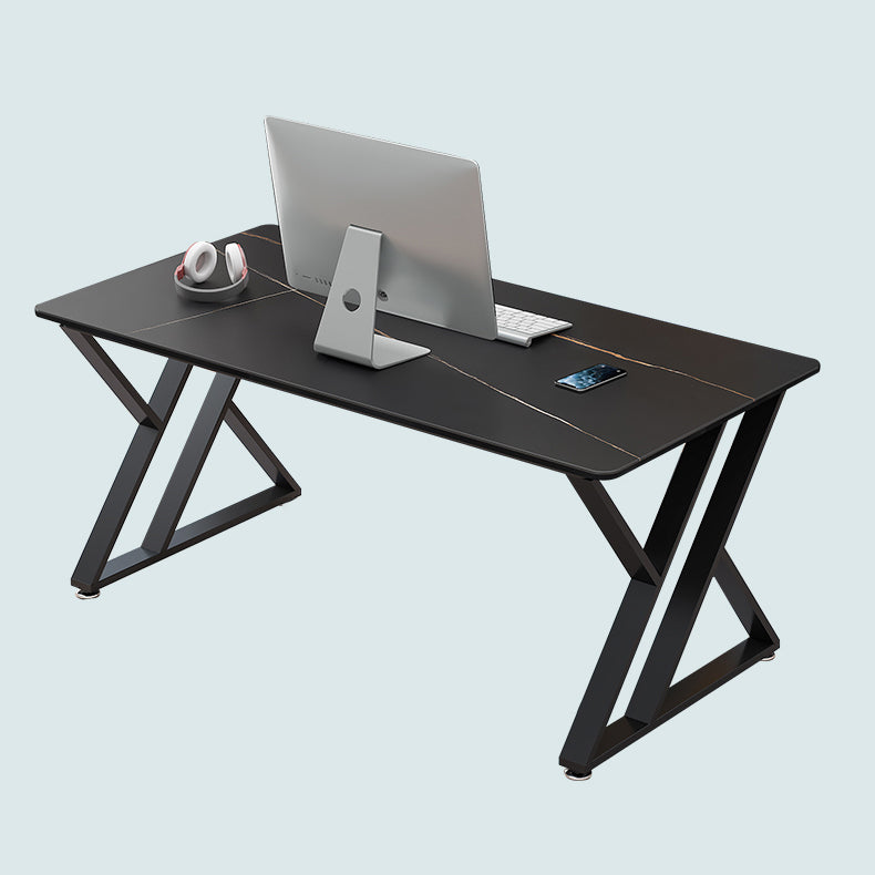 Modern Stone Office Desk 29.53-inch Tall Writing Desk with Iron Legs