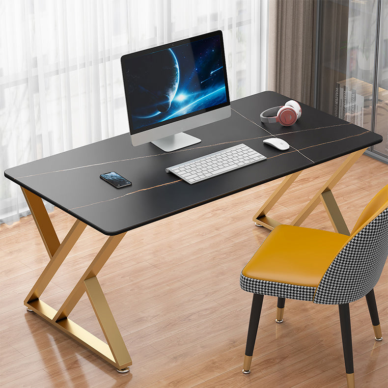 Modern Stone Office Desk 29.53-inch Tall Writing Desk with Iron Legs