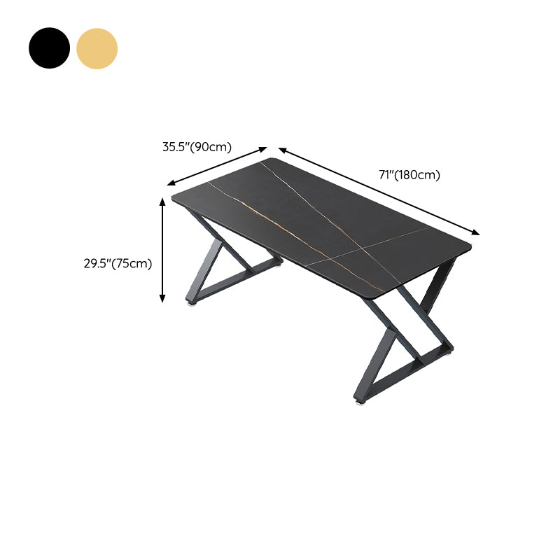 Modern Stone Office Desk 29.53-inch Tall Writing Desk with Iron Legs