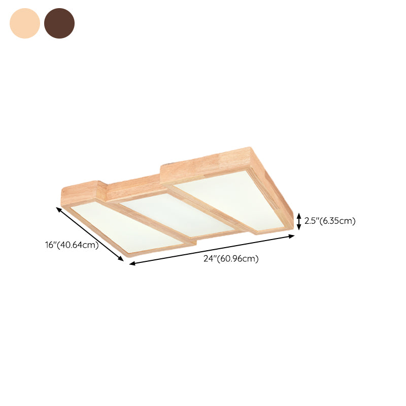 Modern Wood LED Flush Mount Geometric Shape Ceiling Light with Acrylic Shade for Bedroom