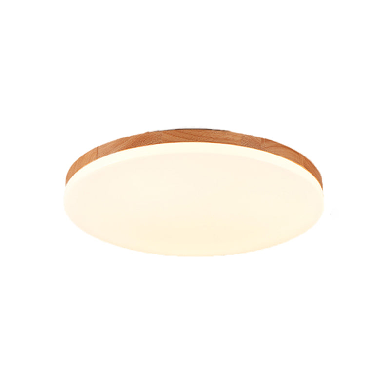 Wood Modern Flush Mount Geometric Shape Ceiling Light with Acrylic Shade for Living Room