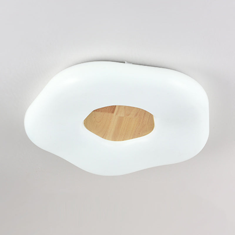 LED Modern Wood Flush Mount Geometric Shape Ceiling Light with Acrylic Shade