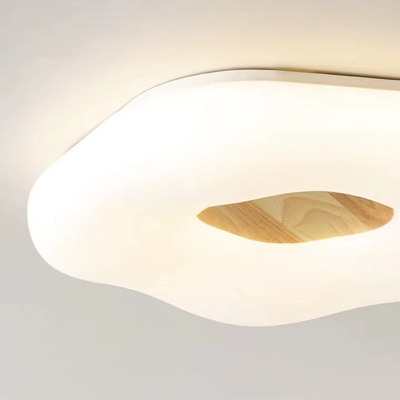 LED Modern Wood Flush Mount Geometric Shape Ceiling Light with Acrylic Shade