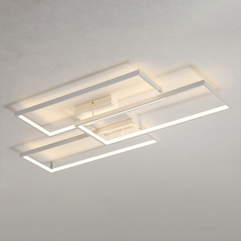 Modern Rectangle Shape Flush Mount Light Fixtures 3 Light Flush Mount Ceiling Light