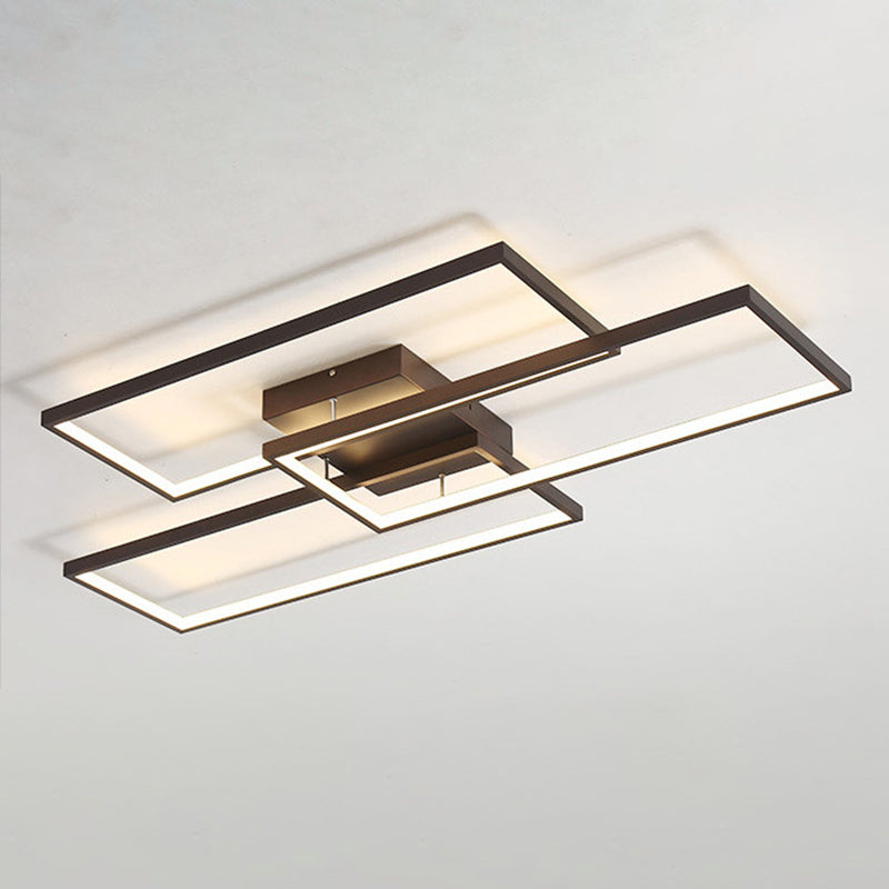 Modern Rectangle Shape Flush Mount Light Fixtures 3 Light Flush Mount Ceiling Light