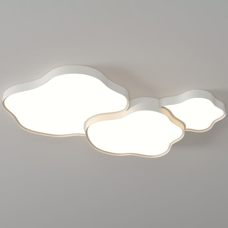 LED White Metal Modern Flush Mount Cloud Shape Ceiling Lamp with Acrylic Shade for Bedroom