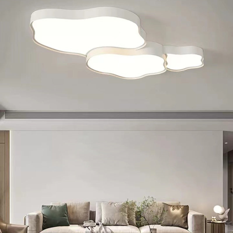 LED White Metal Modern Flush Mount Cloud Shape Ceiling Lamp with Acrylic Shade for Bedroom