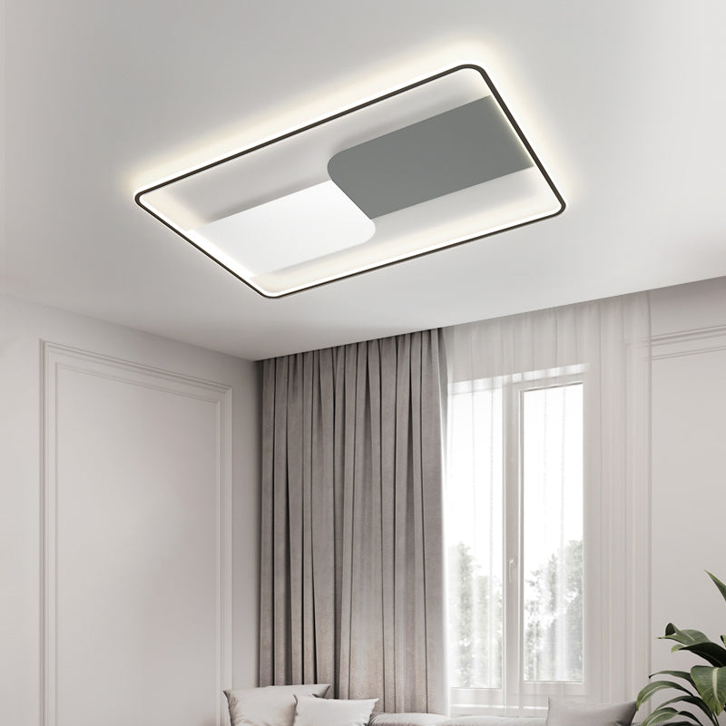 Black Metal Modern Flush Mount Rectangle Shape Ceiling Lamp with Acrylic Shade for Bedroom