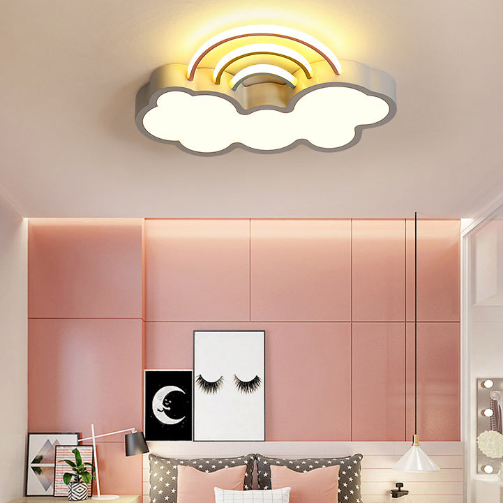 Cloud Shape Flush Light Modern Style Metal 3 Lights Flush Mount in Blue