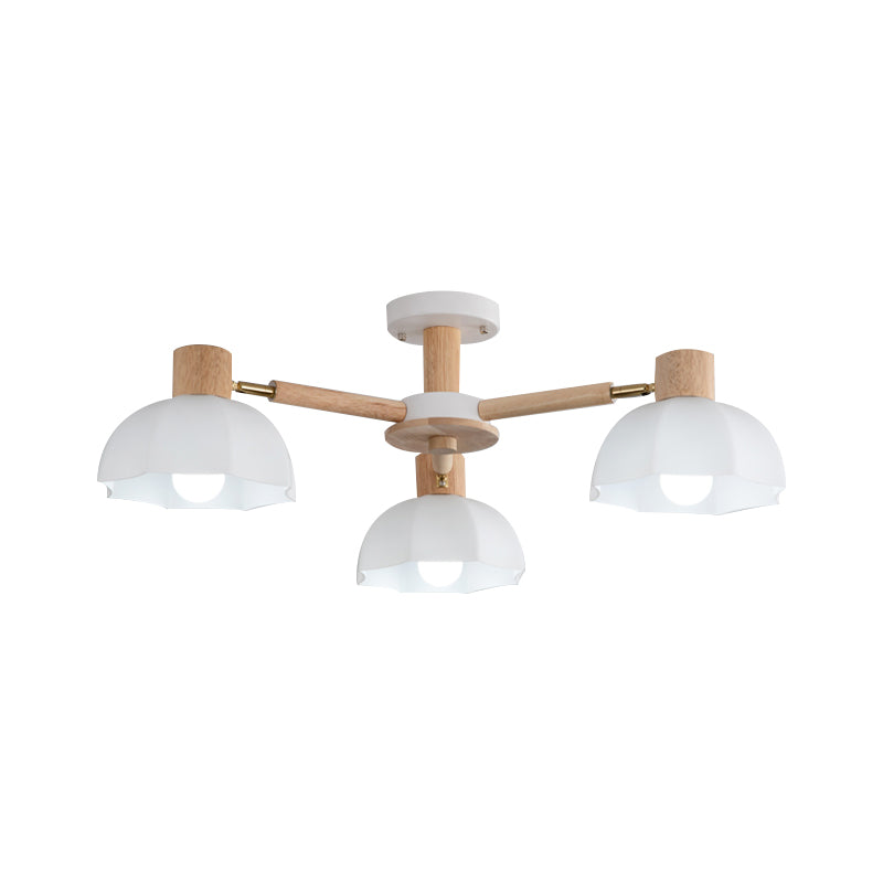 Modern Style Flush Mount Wood Ceiling Light in Brown for Living Room