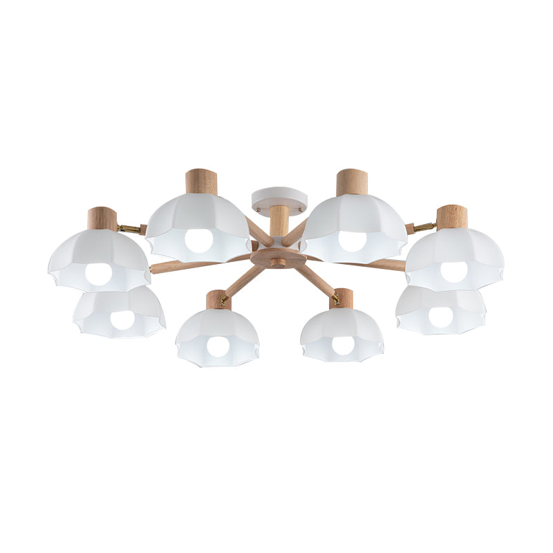 Modern Style Flush Mount Wood Ceiling Light in Brown for Living Room