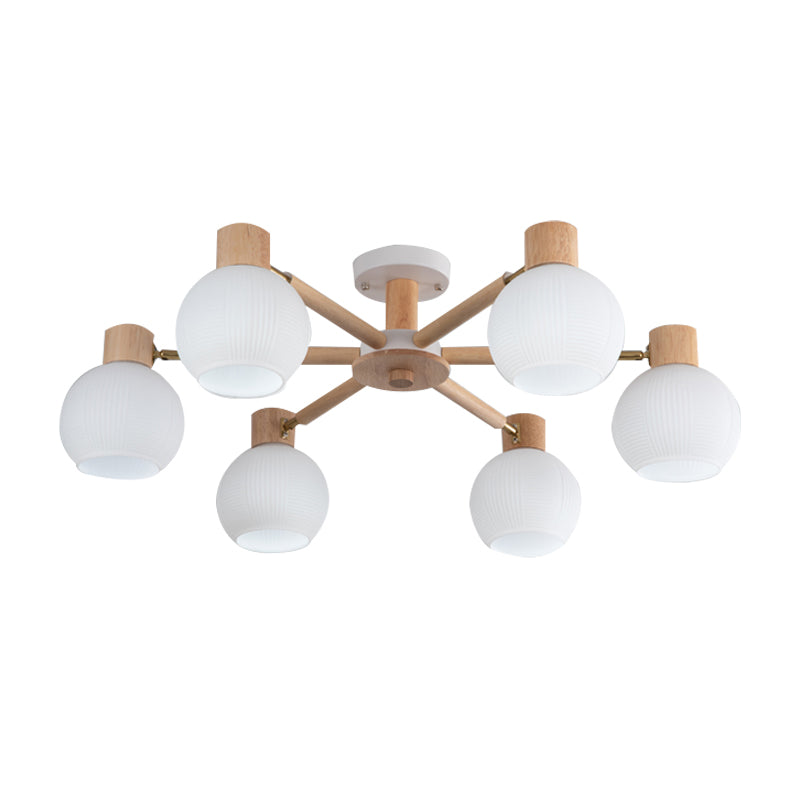 Modern Style Flush Mount Wood Ceiling Light in Brown for Living Room