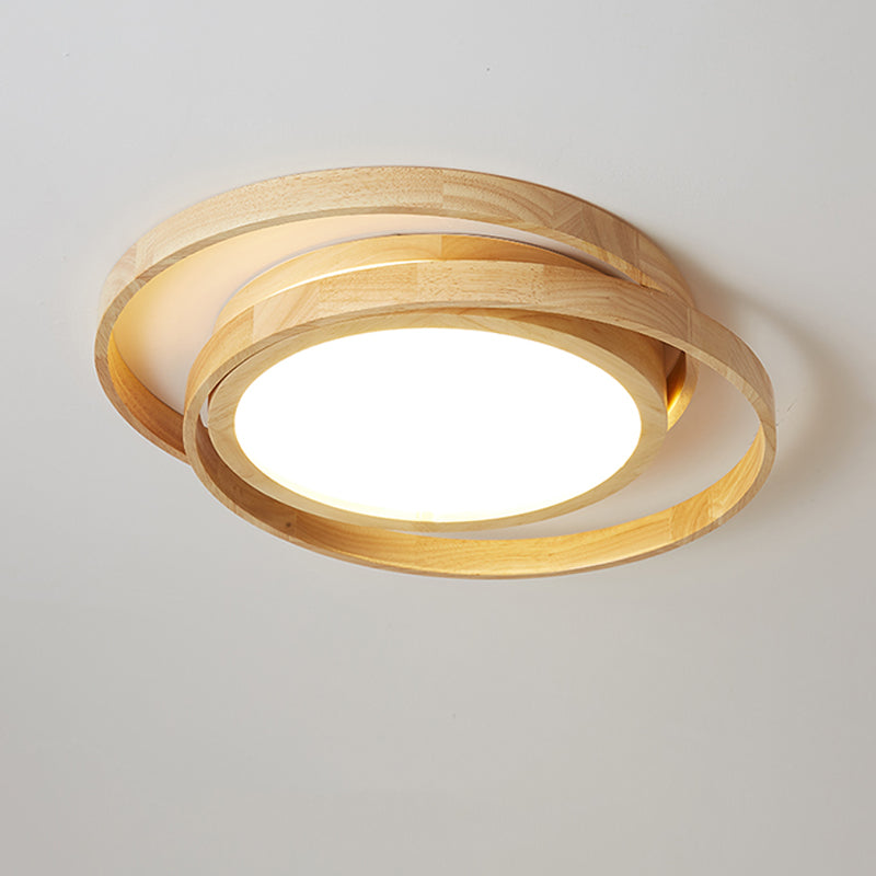 Modern Style Circle Flush Mount 1 Light Wood Ceiling Light for Bedroom