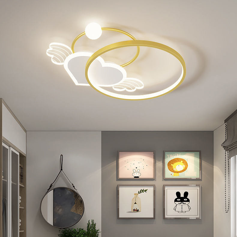 Circle Shape Flush Light Modern Style Metal 2 Lights Flush Mount for Bedroom