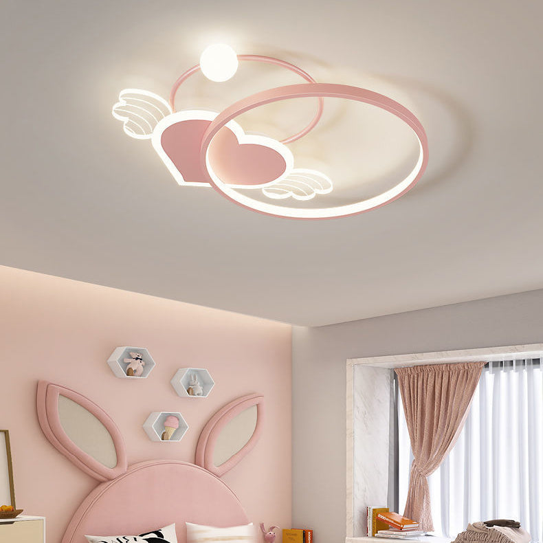 Circle Shape Flush Light Modern Style Metal 2 Lights Flush Mount for Bedroom