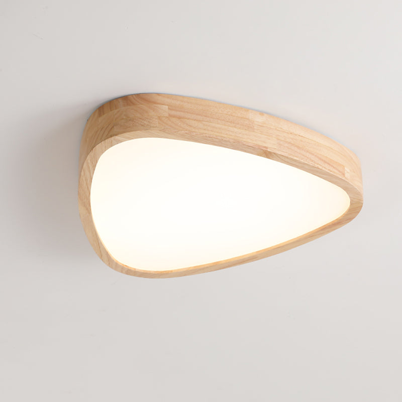 Modern Style Triangle Shape Flush Mount 1 Light Wood Ceiling Light for Bedroom